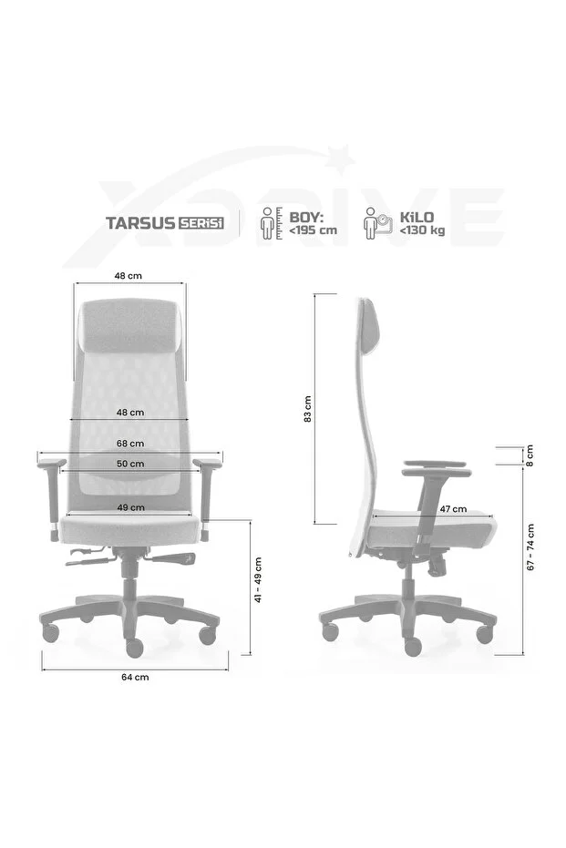 Business Çalışma Koltuğu Kumaş Gri